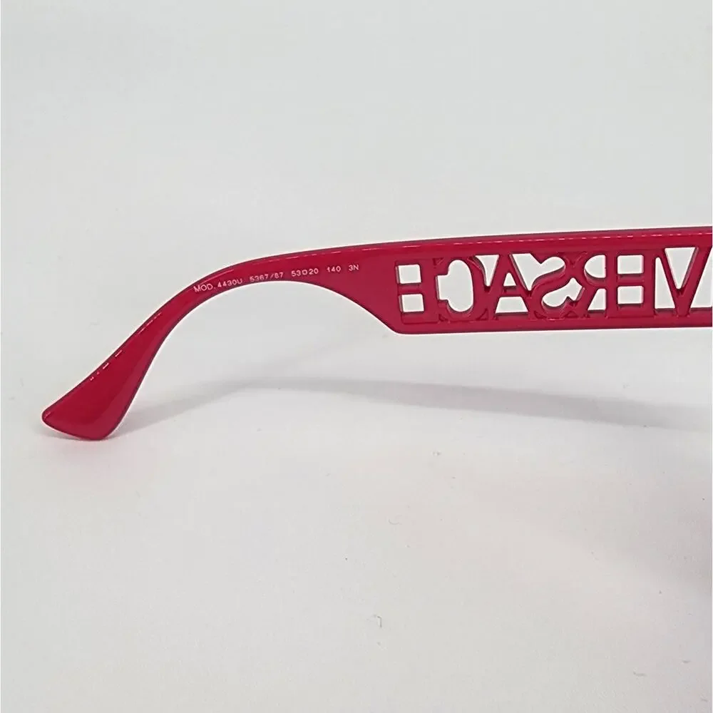 Versace Bright Pink Cutout Logo Square Sunglasses Unisex New in Box
